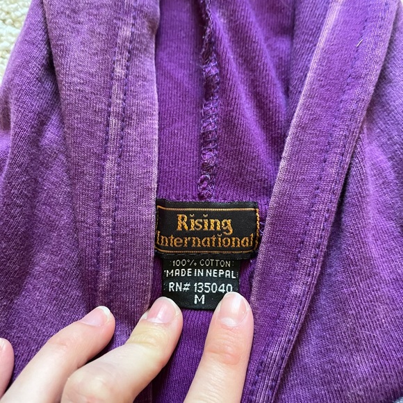 Rising International Women’s Purple Hoodie Size Medium Patchwork Boho Hippie - Picture 3 of 8